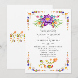 Invitación Flor de Loto Paisley Cena de Ensayo India