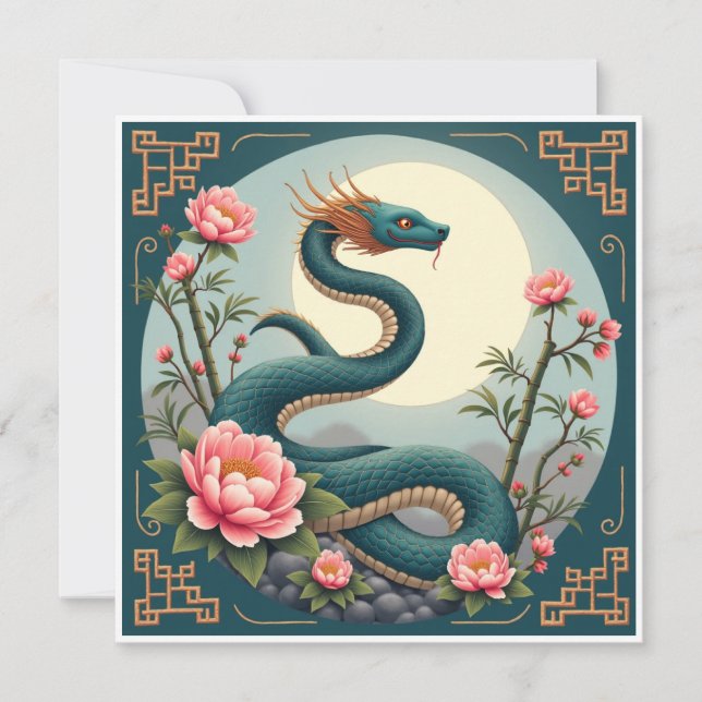 Invitación flor de loto Serpiente Azul (Anverso)