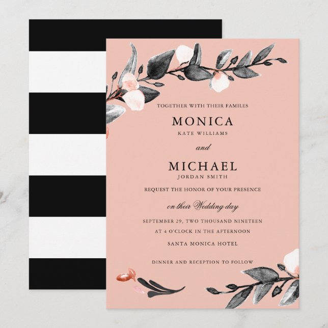 Invitación Flor de luna | boda botánico moderno (Anverso / Reverso)