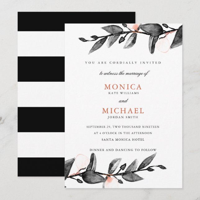 Invitación Flor de luna | boda botánico moderno (Anverso / Reverso)