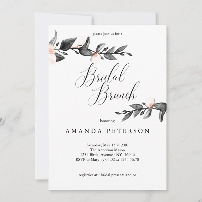 Invitación Flor de luna | Calligraphy Brunch (Anverso)
