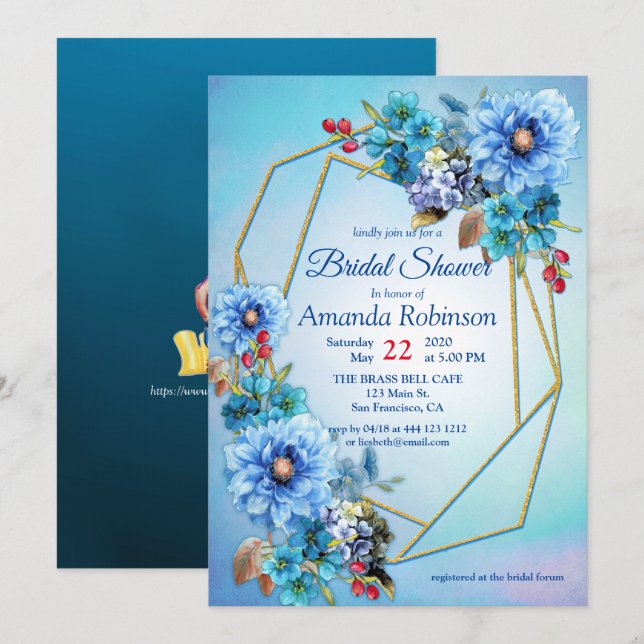 Invitación Flor de luna de flores de agua ilustrada Ducha de  (Anverso / Reverso)