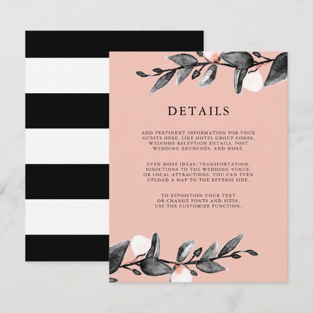 Invitación Flor de luna | detalles de invitados bodas rosados (Anverso / Reverso)
