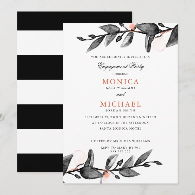 Invitación Flor de luna | Parte de compromiso boda (Anverso / Reverso)