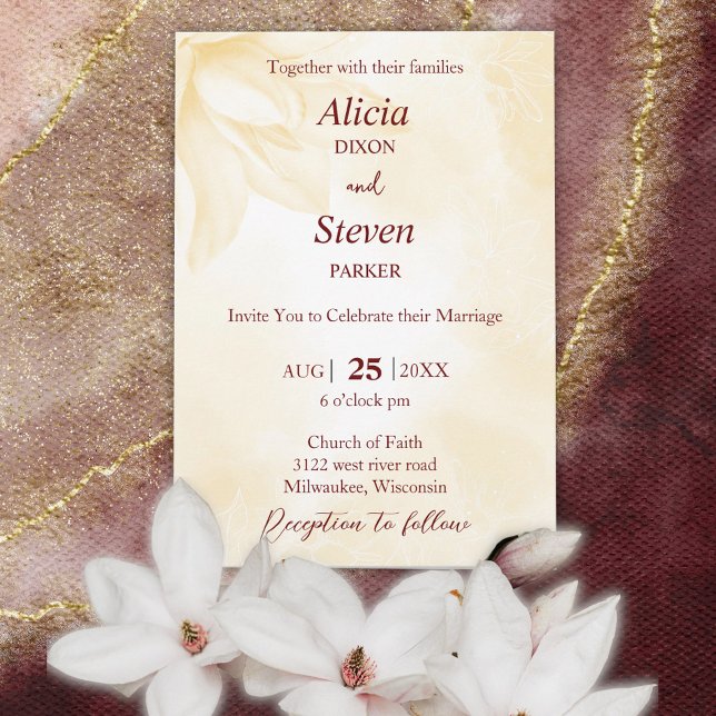 Invitación Flor de magnolia etérea, Boda (Subido por el creador)