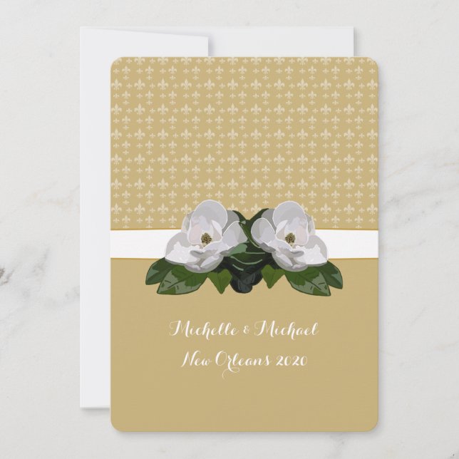 Invitación Flor de Magnolia Fleur de Lis Boda (Anverso)