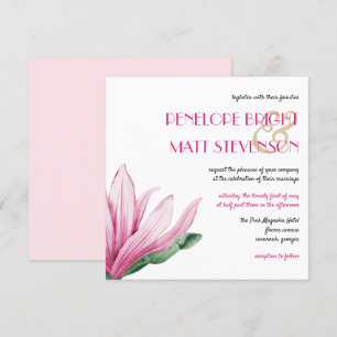 Invitación Flor De Magnolia Rosa En Boda De Bloom