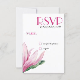 Invitación Flor de magnolia rosa en flor Wedding RSVP