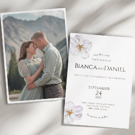 Invitación flor de manantial de acuarela con boda fotográfico