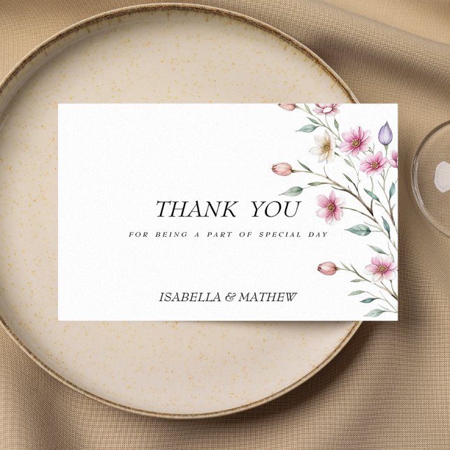 Invitación Flor de manantial lila de menta blanca rosa Gracia (Pink white mint lilac spring flower Thank You )