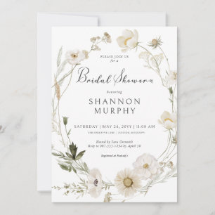 Invitación Flor de marfil rústica Wreath Bridal Shower