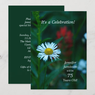 Invitación Flor de margarita blanca floral de cumpleaños 75