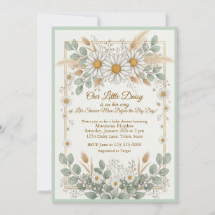 Invitación Flor de margarita en camino bebé 