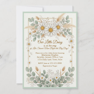 Invitación Flor de margarita en camino bebé