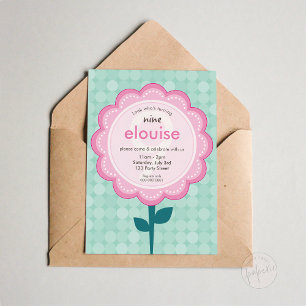 Invitación FLOR DE MARGARITA moderna vintage bonita cumpleaño