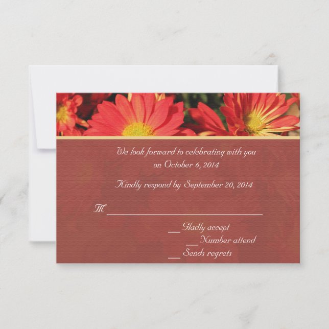 Invitación Flor de margarita naranja RSVP boda (Anverso)