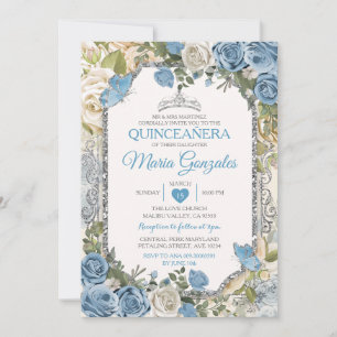 Invitación Flor de mariposa de la Corona de la Quinceañera Az
