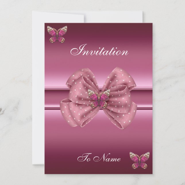 Invitación Flor de mariposa rosa (Anverso)