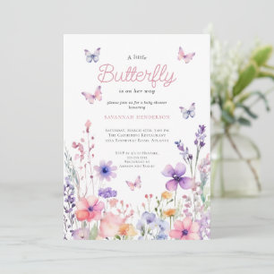 Invitación Flor de mariposa rosa silvestre Baby Shower