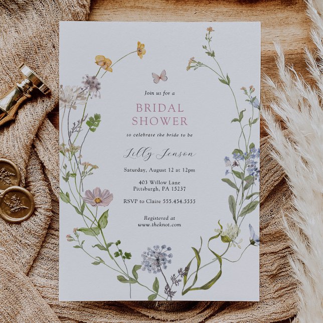 Invitación Flor de mariposa silvestre pradera ducha de novia (Subido por el creador)