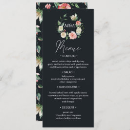 Invitación flor de medianoche Boda floral ruidoso Menú de cen