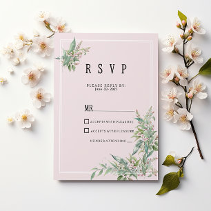 Invitación Flor de menta rosa color de agua rasa RSVP