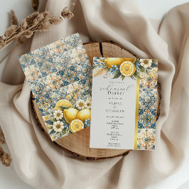 Invitación Flor de mosaico mediterránea Positano limón