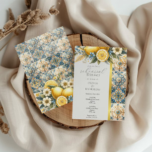 Invitación Flor de mosaico mediterránea Positano limón