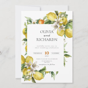 Invitación Flor de mosaico mediterránea Positano limón