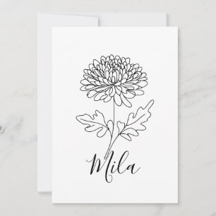 Invitación Flor de nacimiento de crisantemo personalizada en 