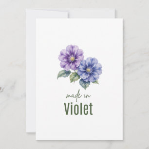 Invitación Flor de nacimiento de violeta de febrero acuarela