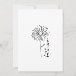 Invitación Flor de nacimiento personalizada abril margarita