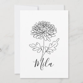 Invitación Flor de nacimiento personalizada de crisantemo de 