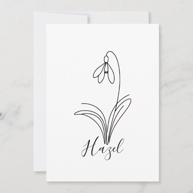 Invitación Flor de nacimiento personalizada de enero, galanth (Anverso)