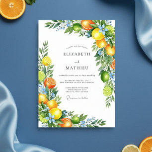 Invitación Flor de naranja cítrica romance boda
