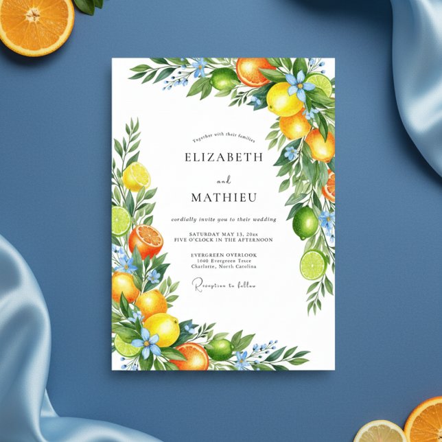 Invitación Flor de naranja cítrica romance boda (Subido por el creador)