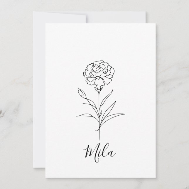 Invitación Flor de natalidad personalizada en enero de carnac (Anverso)