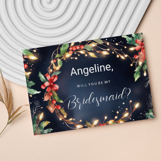 Invitación Flor de Navidades verdes azules rojos fue la dama