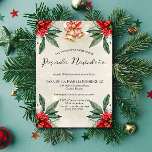 Invitación Flor de Nochebuena Roja Española Posada Navideña N