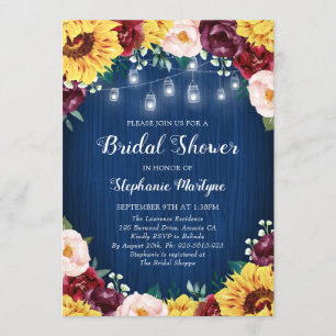 Invitación Flor de novia de la marina de girasol Mason Jars