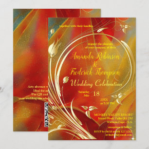 Invitación Flor de oro abstracta de arte Magenta 2023 color I