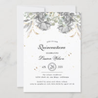 flor de oro plateado dramático Quinceanera