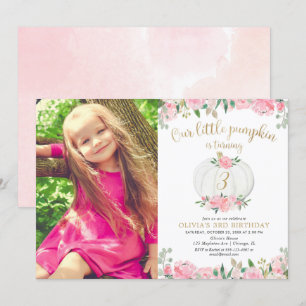 Invitación Flor de oro rosa calabaza cualquier edad foto de c