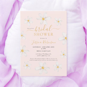 Invitación Flor de oro suave margarita acuarela ducha de novi