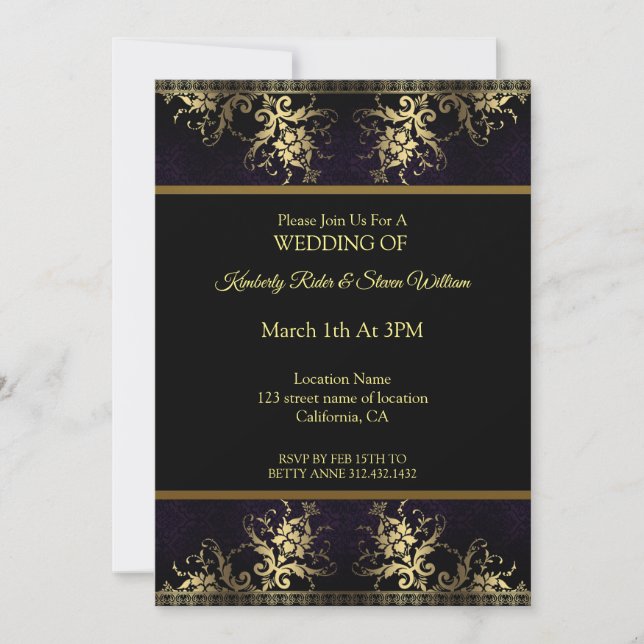 Invitación Flor De Oro Y Henna (Anverso)