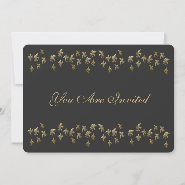 Invitación Flor de oro y negro de Lis Confetti (Anverso)