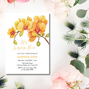 Invitación Flor de orquídea amarilla Florencia Sorpresa Cumpl