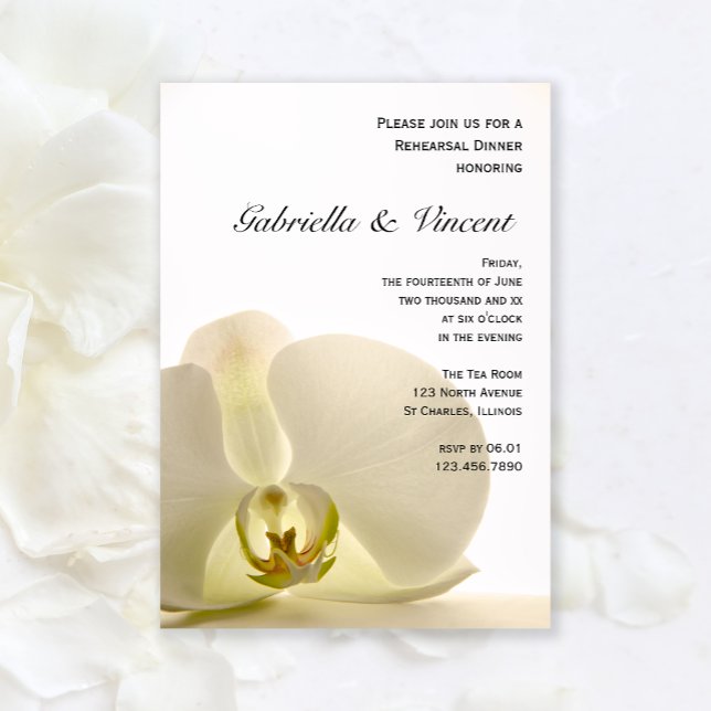 Invitación Flor de orquídea en la cena de ensayo de Boda blan (Subido por el creador)