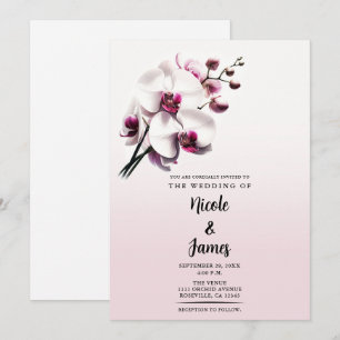 Invitación Flor de Orquídea Rosa y Blanca para Boda