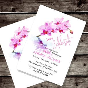 Invitación Flor de Orquídea Silvestre Florece Cumpleaños 50